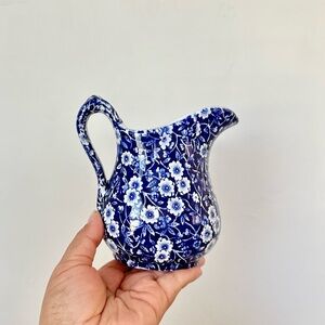 Vintage Calico Blue Chintz Creamer Milk Pitcher Crownford Staffordshire